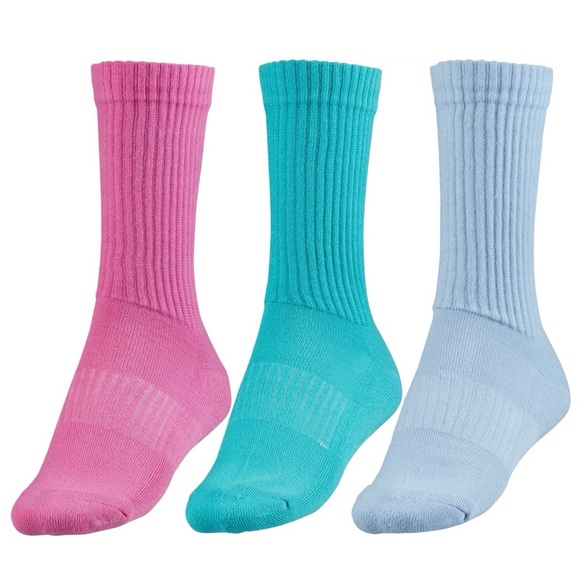 DSG Adult Fashion Crew Socks - 3 Pack Pink, Blue  & Green - Picture 1 of 5